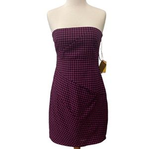 COPY - ALI RO Pink Gingham Strapless Dress sz 4 NWT